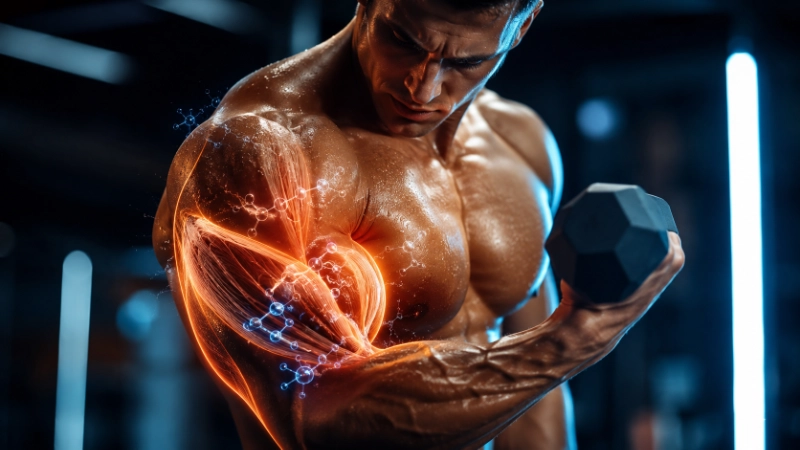 entrenamiento científico de biceps con sensores de activación muscular